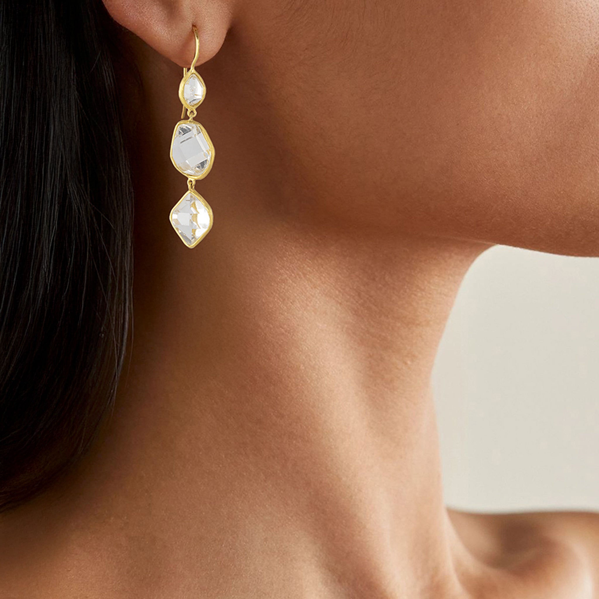 Trio Ice Earrings - Herkimer Diamond