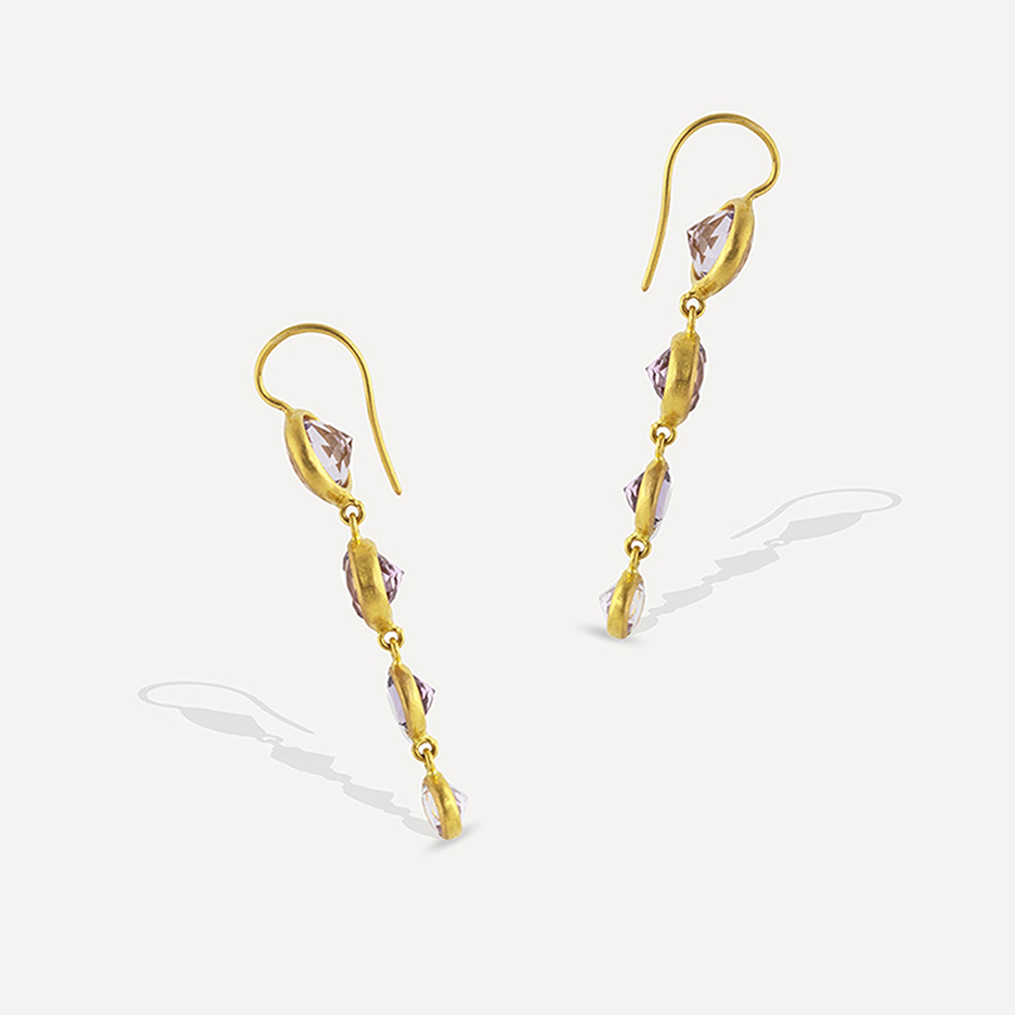 Four-Stone Earrings - Amethyst