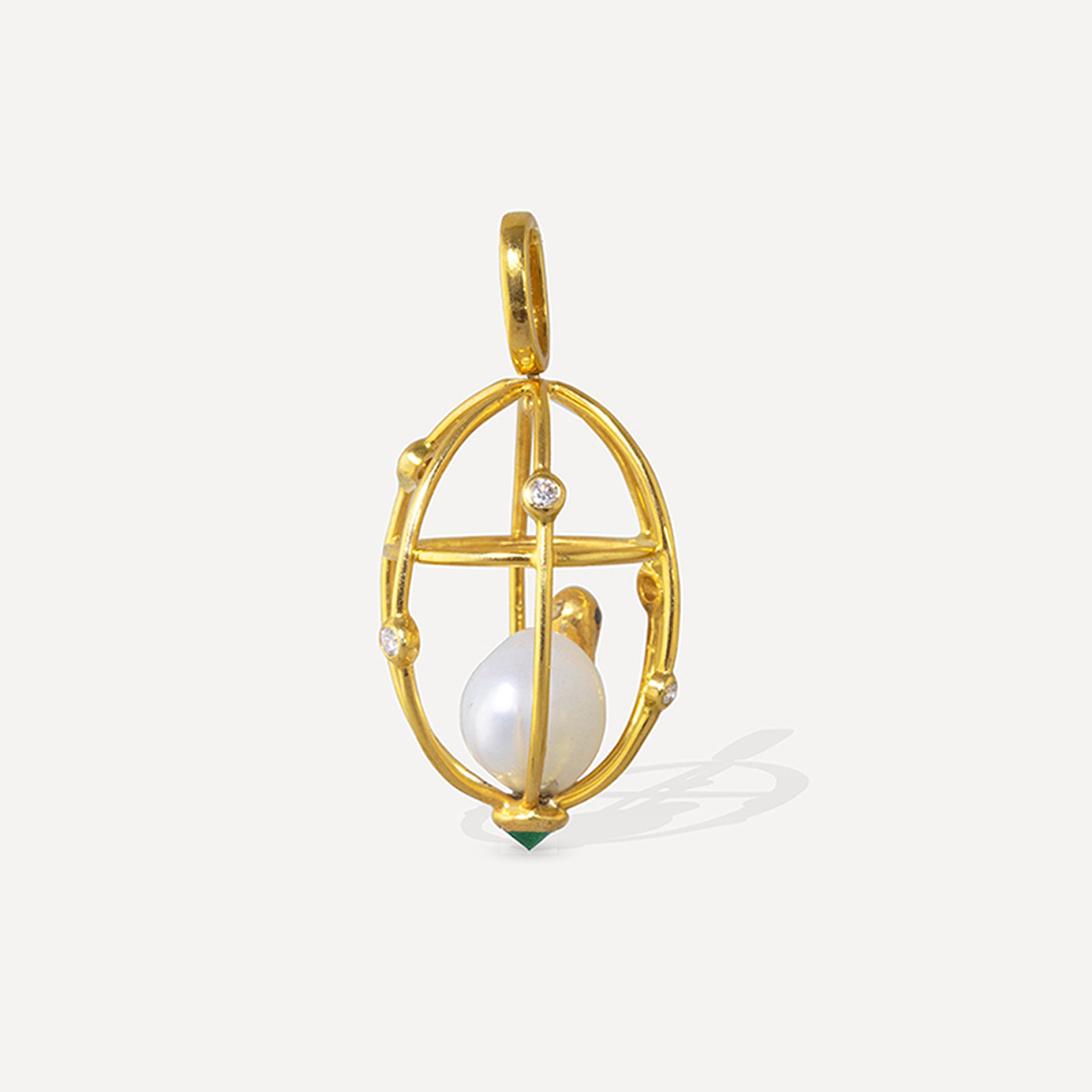 Alouette Pendant - Pearl/Diamond/Tsavorite