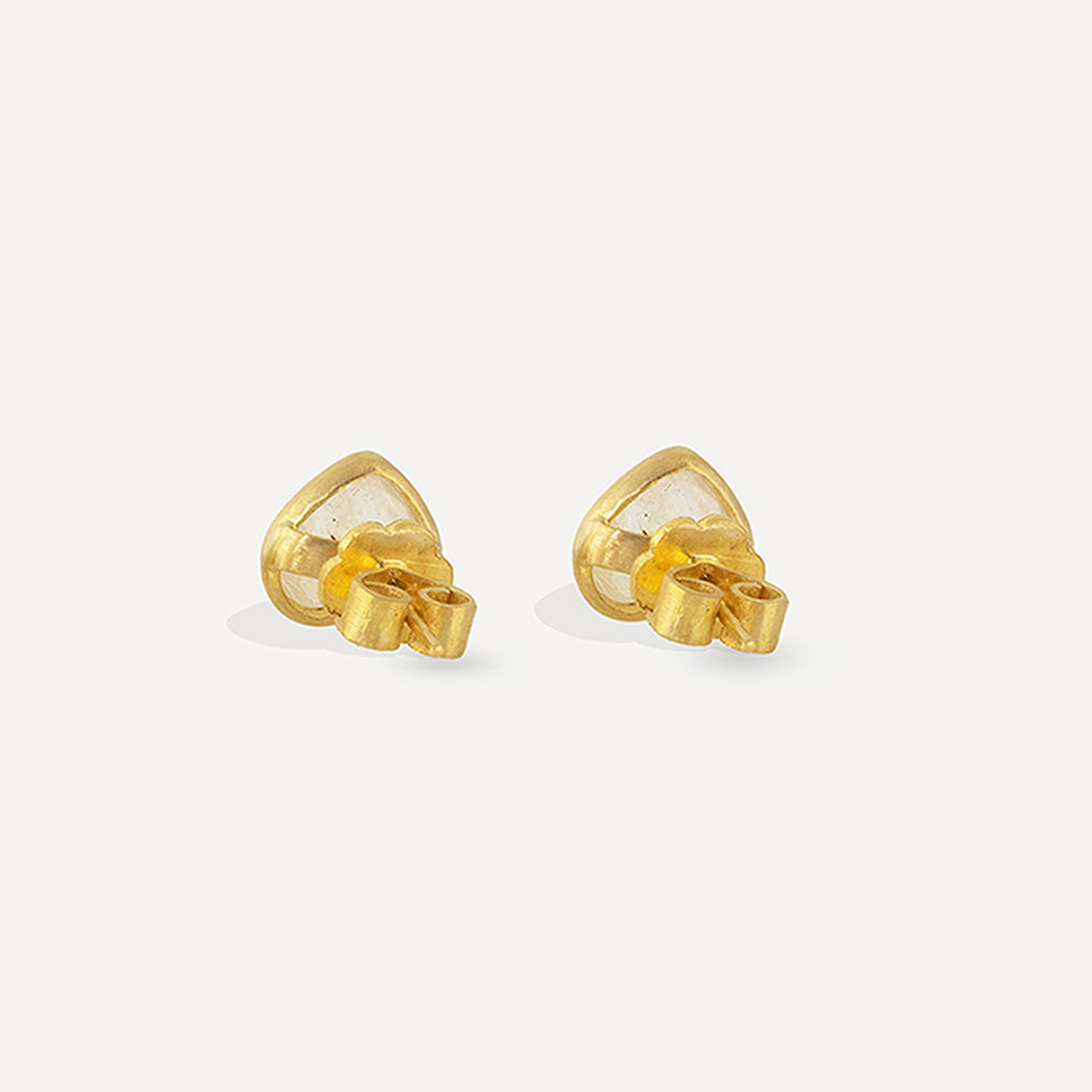 Heart Stud Earrings - Rainbow Moonstone