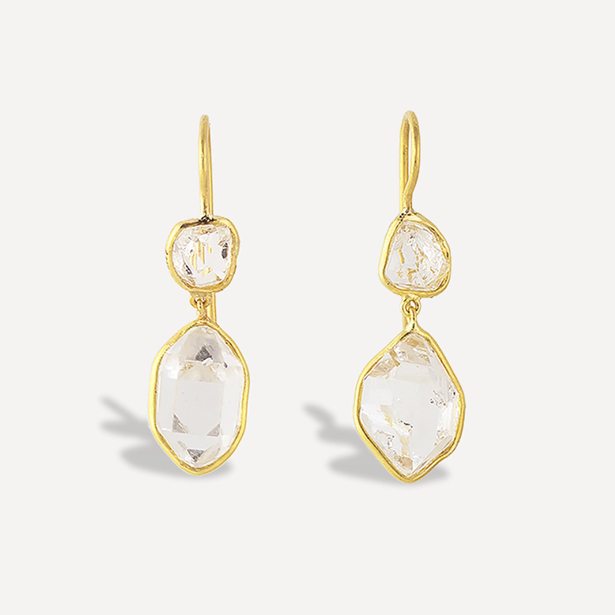 Double Drop Ice Earrings - Herkimer Diamond