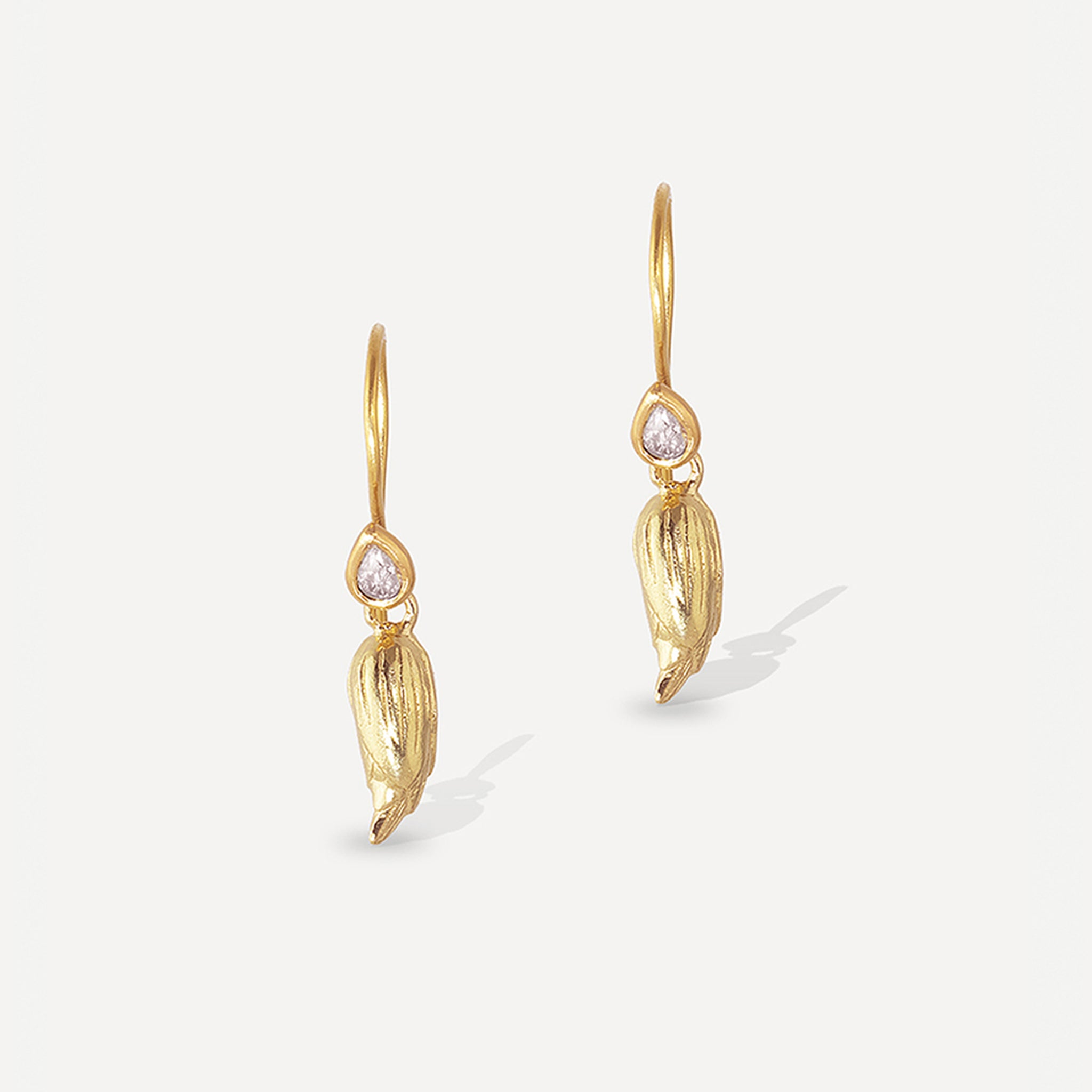 Lotus Mini Bud Earrings - Diamond