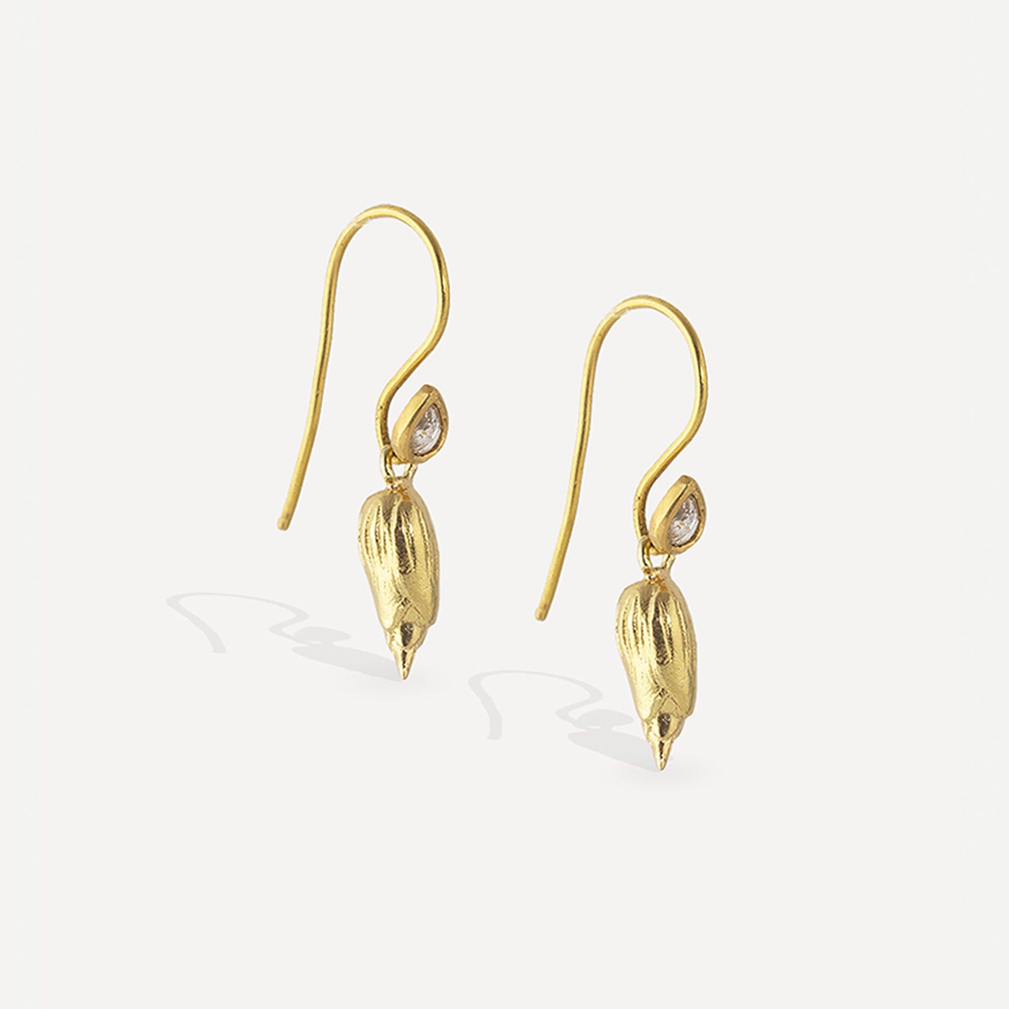 Lotus Mini Bud Earrings - Diamond
