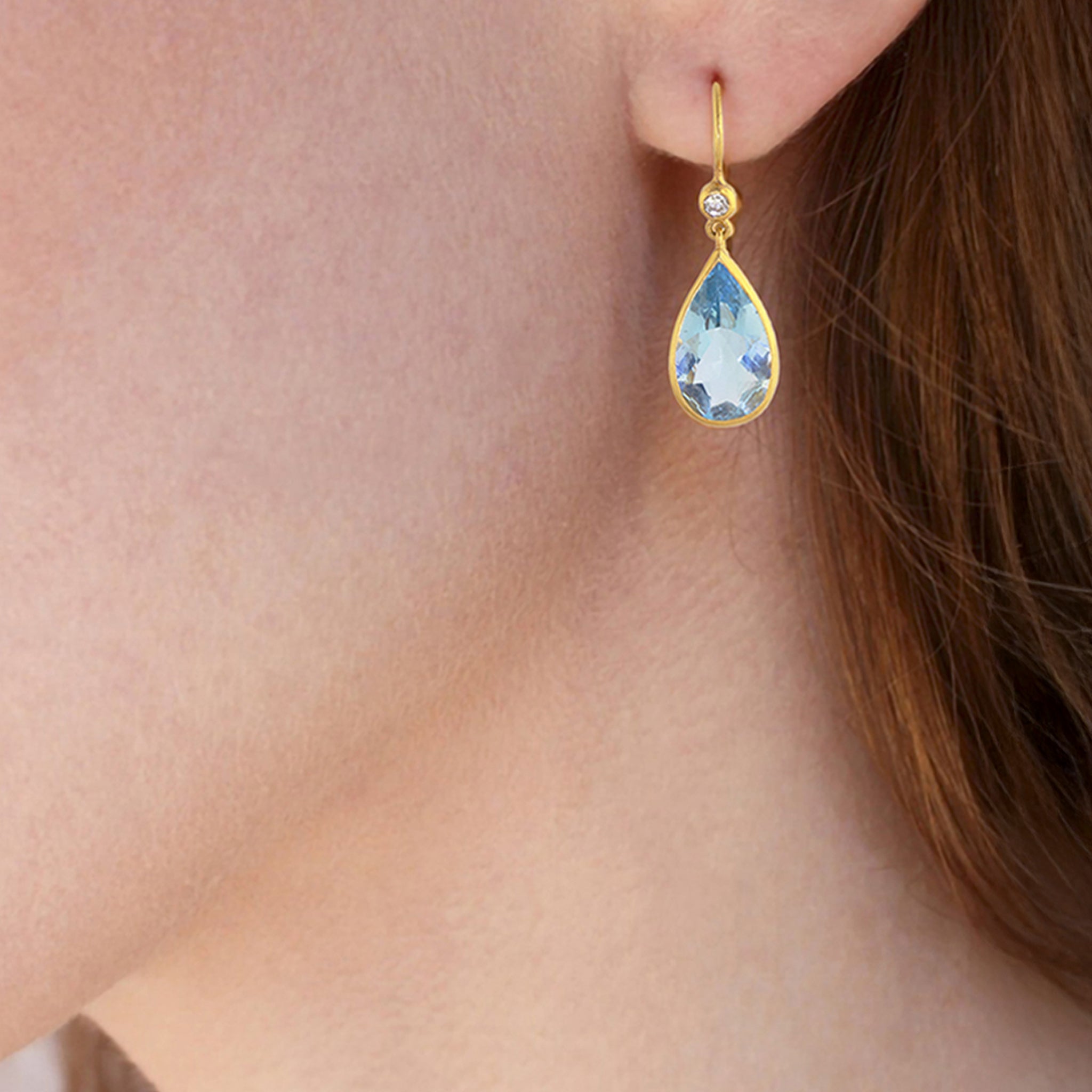 Nalu Earrings - Aquamarine/Diamond