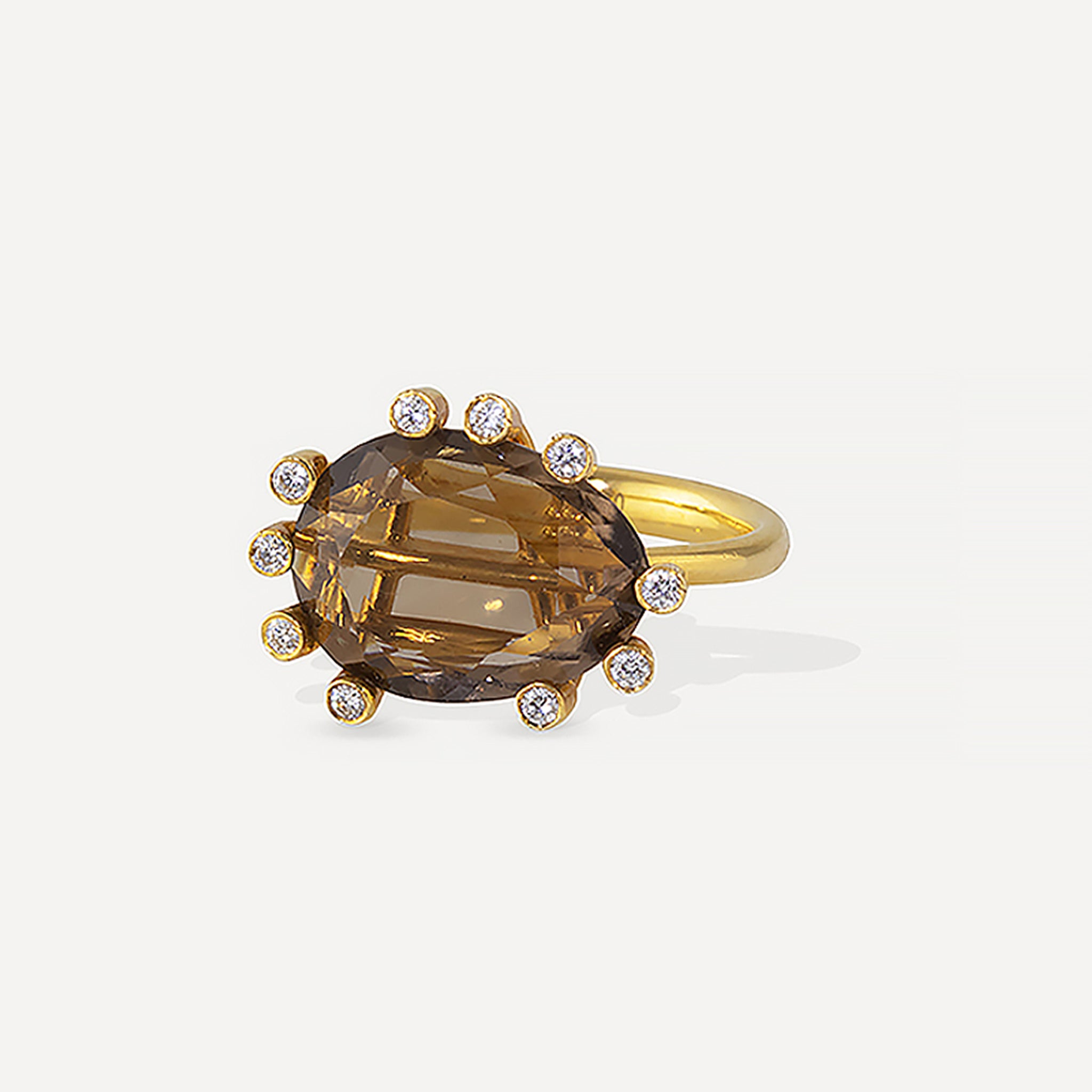 Nest Ring - Smokey Quartz/Diamond