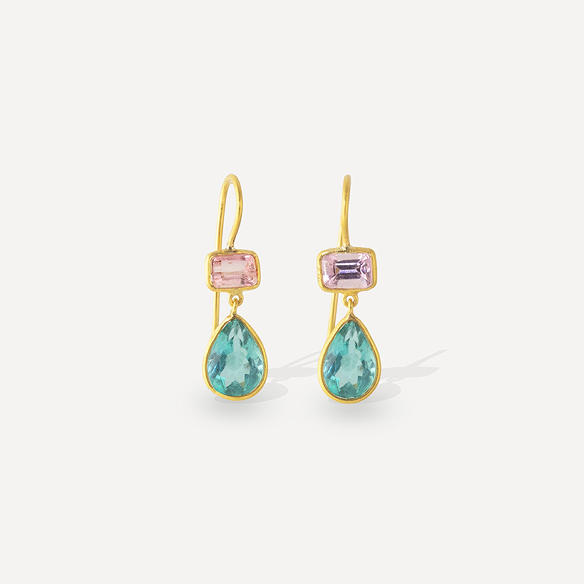 Small Duet Earrings - Tourmaline, Apatite