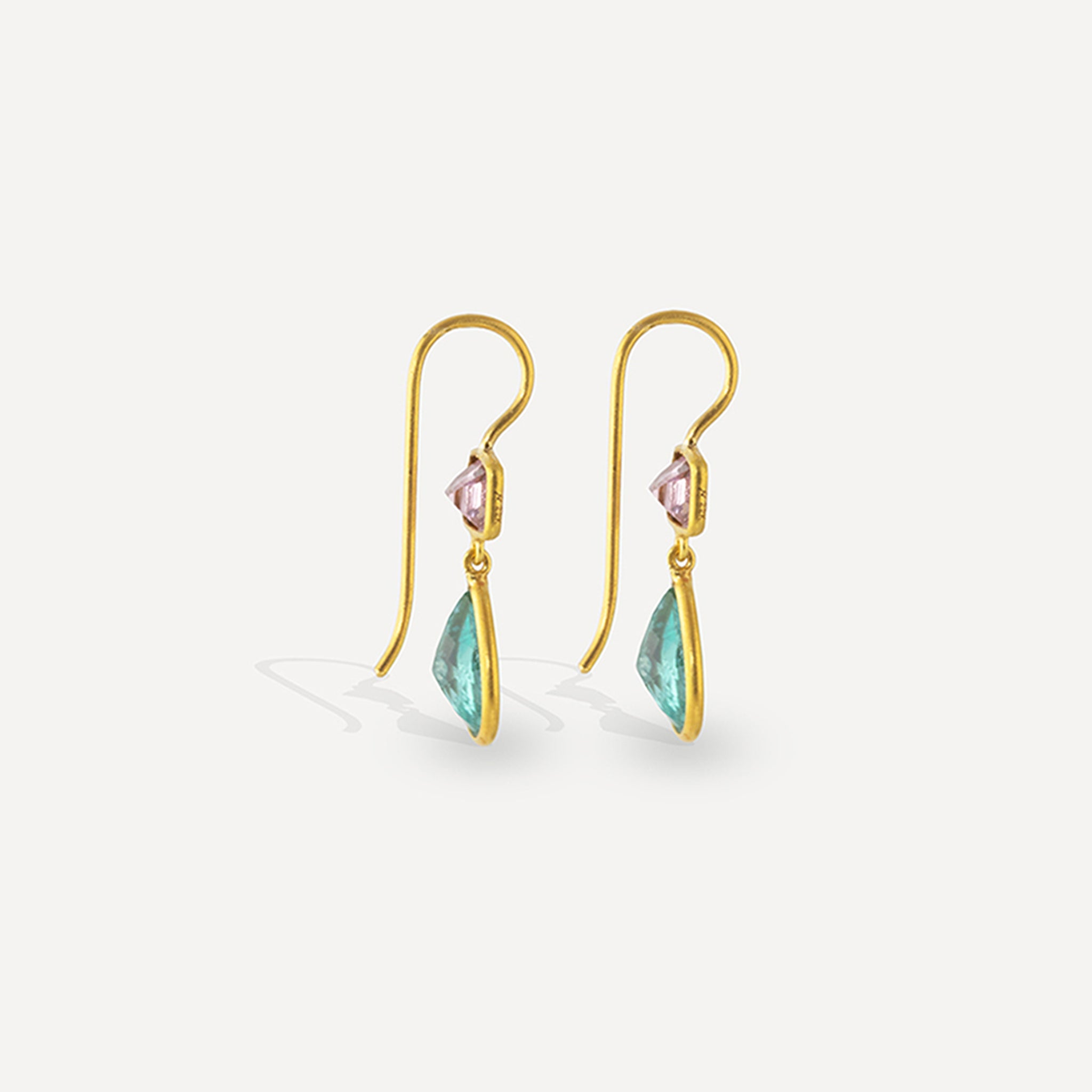 Small Duet Earrings - Tourmaline, Apatite