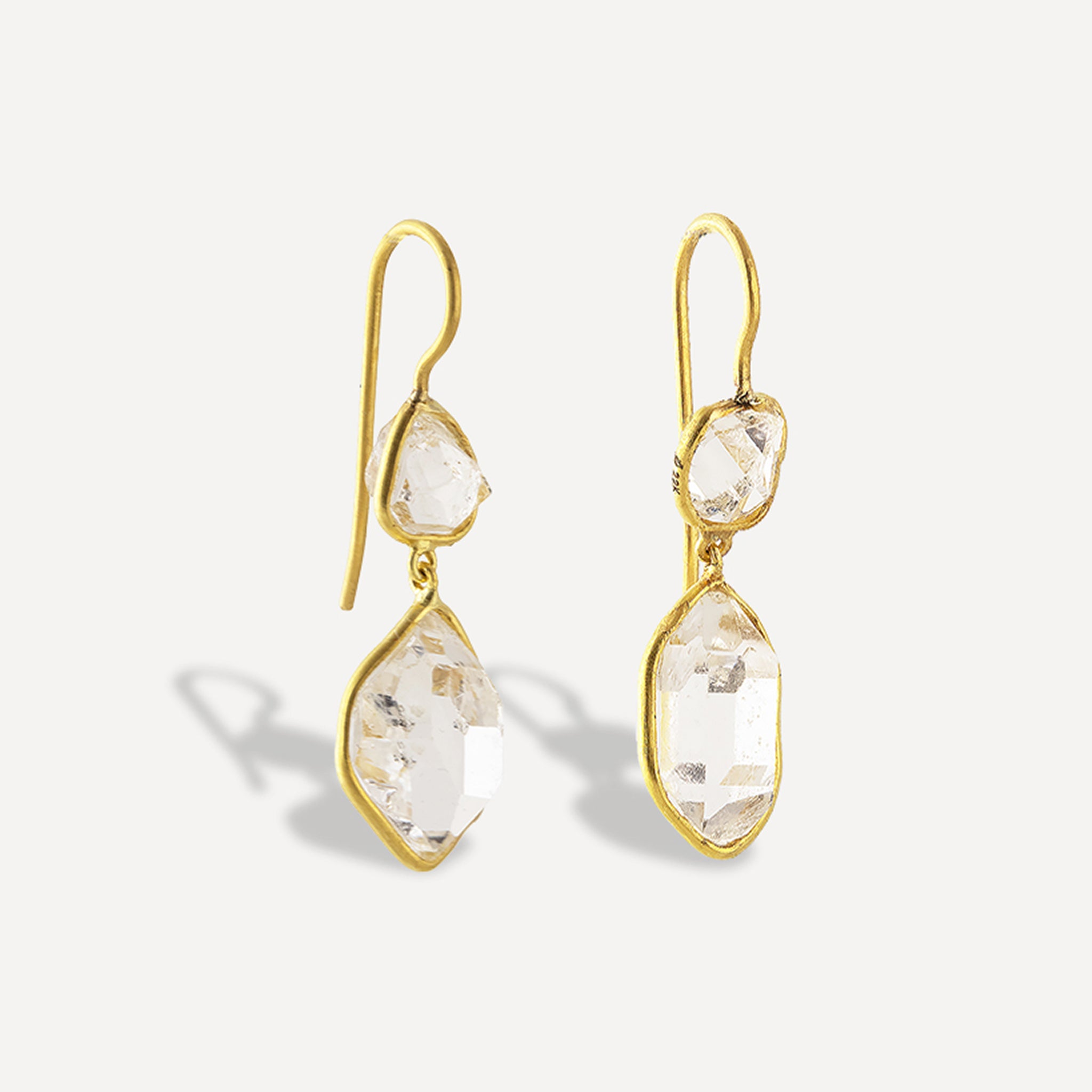 Double Drop Ice Earrings - Herkimer Diamond